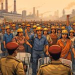workers protest noida