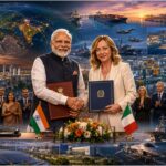 PM Modi and Italy PM Meloni shake hands at India-Italy Strategic Partnership summit 2026