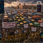 ProtestStrike Scene Image Delhi-NCR taxi and auto unions drivers protesting during three-day chakka jam
