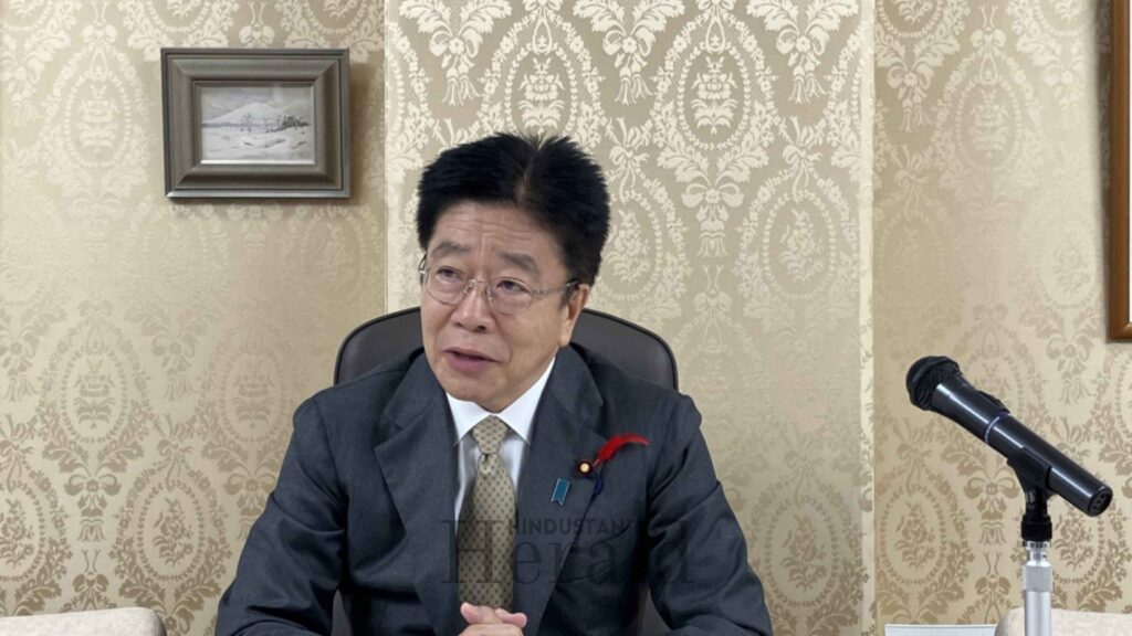 Finance Minister Katsunobu Kato addressing reporters on Japan net external assets record 2026